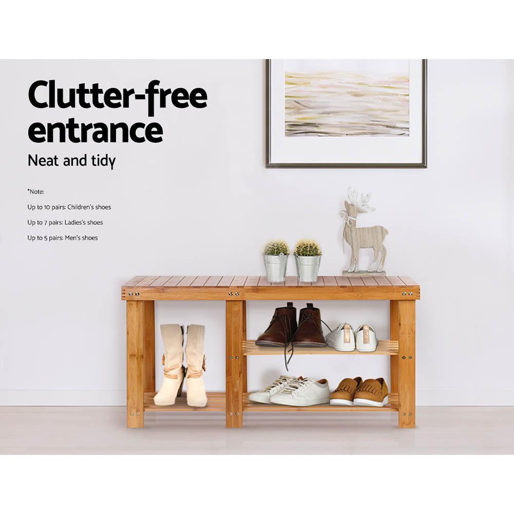 Bamboo Shoe Rack Bench Seat - Rivercity House & Home Co. (ABN 18 642 972 209) - Affordable Modern Furniture Australia