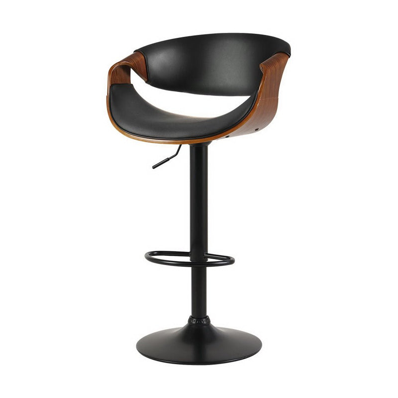 Maxwell Swivel Bar Stool Wooden with Black Leather - Rivercity House & Home Co. (ABN 18 642 972 209) - Affordable Modern Furniture Australia