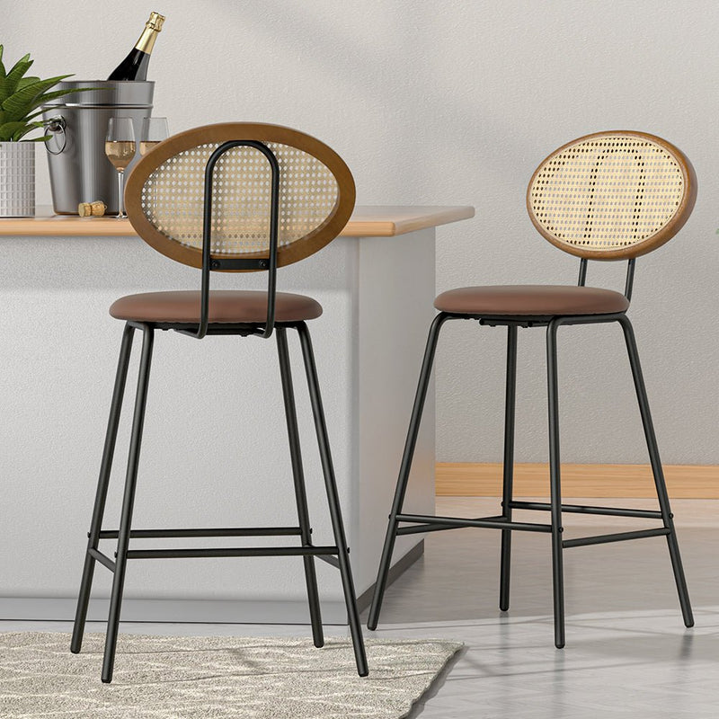 Bar Stools Kitchen Stool Metal Counter Dining Chair Rattan Barstools x2 - Furniture > Bar Stools & Chairs - Rivercity House & Home Co. (ABN 18 642 972 209)