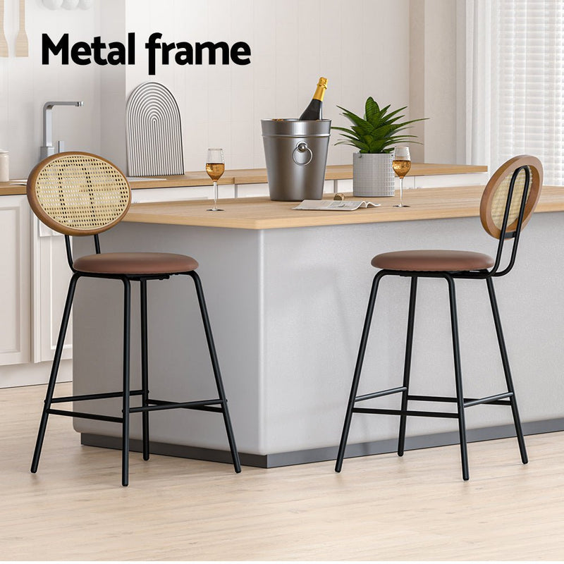 Bar Stools Kitchen Stool Metal Counter Dining Chair Rattan Barstools x2 - Furniture > Bar Stools & Chairs - Rivercity House & Home Co. (ABN 18 642 972 209)