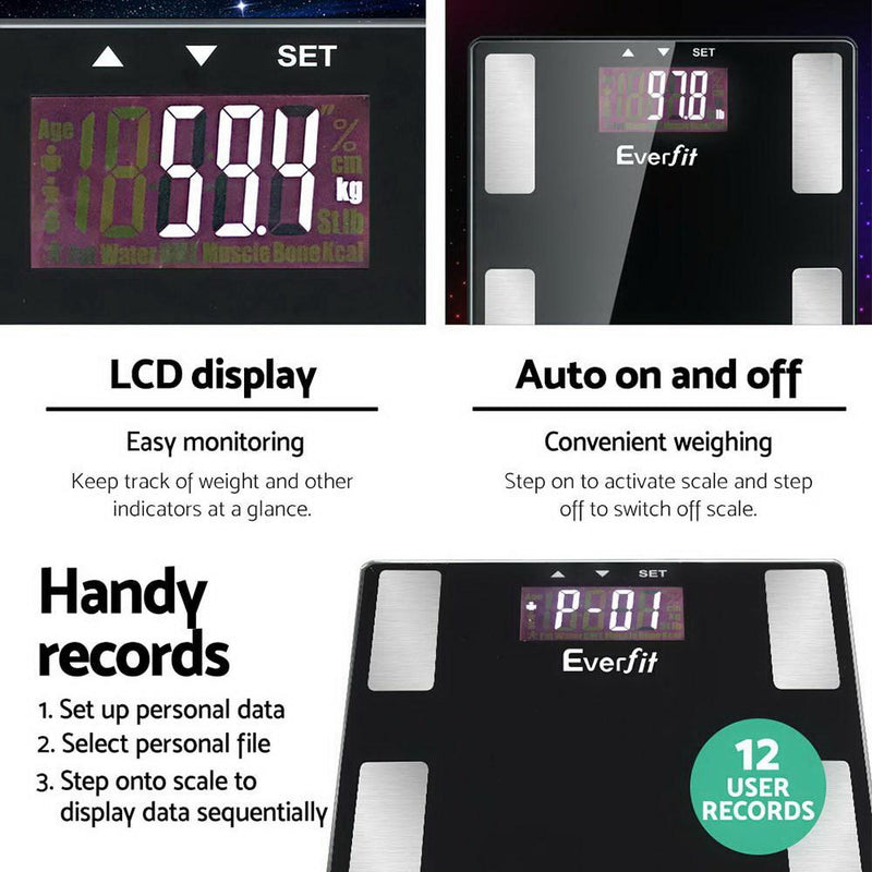Bathroom Scales Digital Body Fat Scale 180KG Electronic Monitor BMI CAL - Rivercity House & Home Co. (ABN 18 642 972 209) - Affordable Modern Furniture Australia