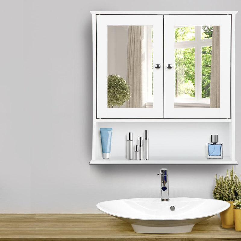 Bathroom Tallboy Storage Cabinet with Mirror - White - Rivercity House & Home Co. (ABN 18 642 972 209) - Affordable Modern Furniture Australia