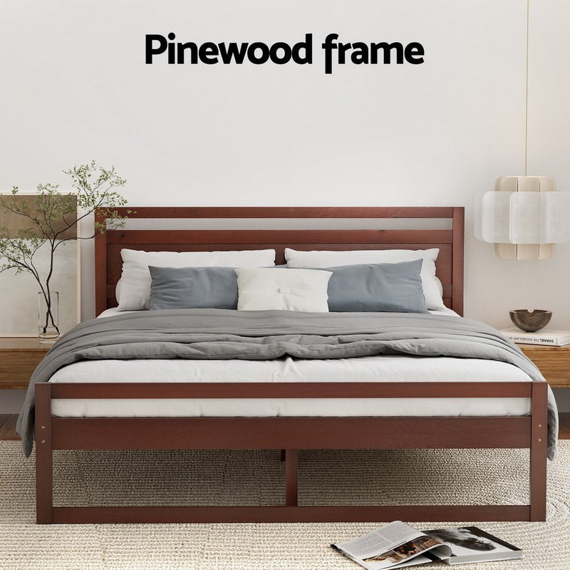 Witton Double Wooden Bed Frame Walnut - Furniture > Bedroom - Rivercity House & Home Co. (ABN 18 642 972 209) - Affordable Modern Furniture Australia