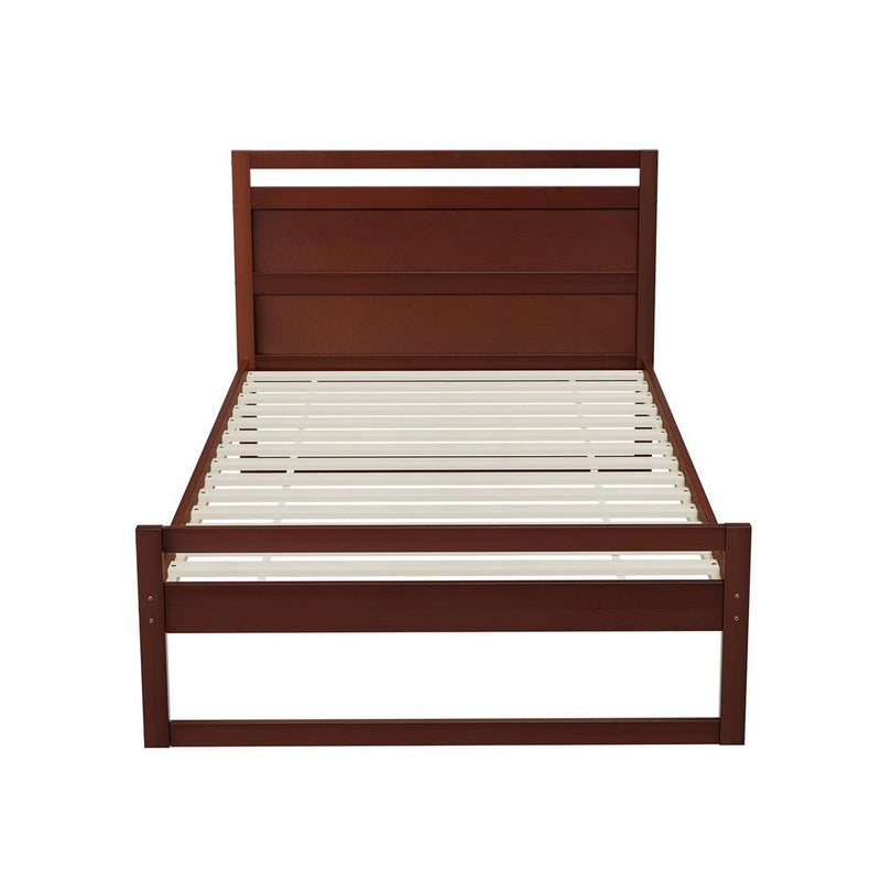 Bed Frame King Single Size Wooden Walnut WITTON - Furniture > Bedroom - Rivercity House & Home Co. (ABN 18 642 972 209) - Affordable Modern Furniture Australia