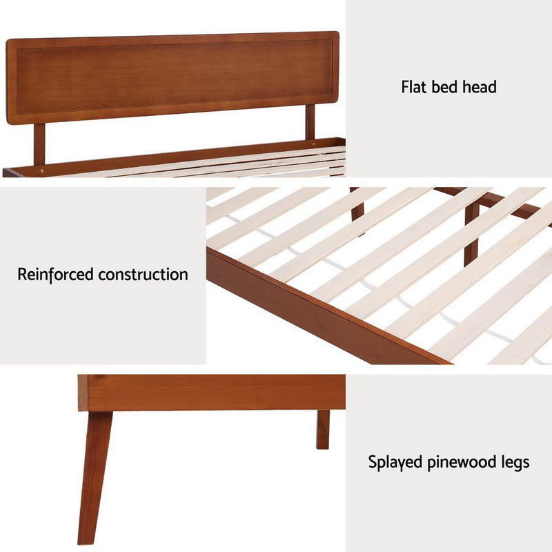 Splay Queen Wooden Bed Frame Walnut - Furniture > Bedroom - Rivercity House & Home Co. (ABN 18 642 972 209) - Affordable Modern Furniture Australia