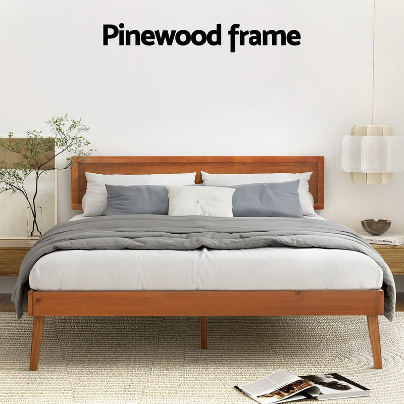 Splay Queen Wooden Bed Frame Walnut - Furniture > Bedroom - Rivercity House & Home Co. (ABN 18 642 972 209) - Affordable Modern Furniture Australia