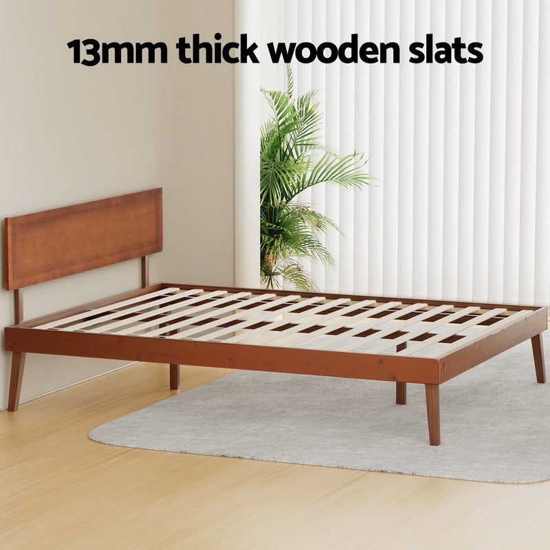 Splay Queen Wooden Bed Frame Walnut - Furniture > Bedroom - Rivercity House & Home Co. (ABN 18 642 972 209) - Affordable Modern Furniture Australia