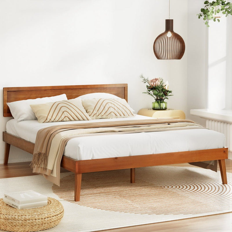 Splay Queen Wooden Bed Frame Walnut - Furniture > Bedroom - Rivercity House & Home Co. (ABN 18 642 972 209) - Affordable Modern Furniture Australia