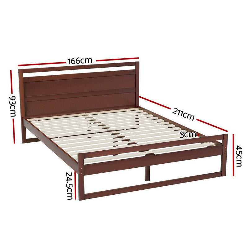 Bed Frame Queen Size Wooden Walnut WITTON - Furniture > Bedroom - Rivercity House & Home Co. (ABN 18 642 972 209) - Affordable Modern Furniture Australia