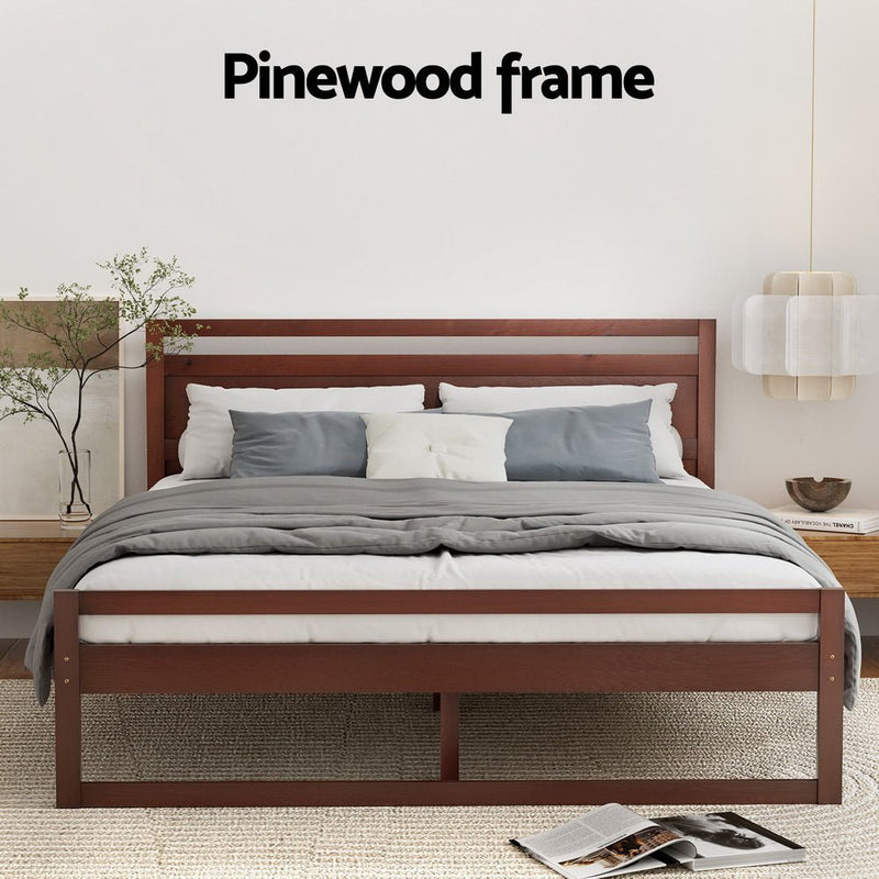 Bed Frame Queen Size Wooden Walnut WITTON - Furniture > Bedroom - Rivercity House & Home Co. (ABN 18 642 972 209) - Affordable Modern Furniture Australia