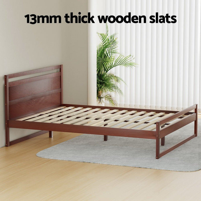 Bed Frame Queen Size Wooden Walnut WITTON - Furniture > Bedroom - Rivercity House & Home Co. (ABN 18 642 972 209) - Affordable Modern Furniture Australia