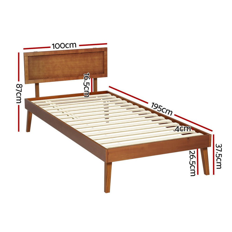 Bed Frame Single Size Wooden Bed Base Walnut SPLAY - Furniture > Bedroom - Rivercity House & Home Co. (ABN 18 642 972 209) - Affordable Modern Furniture Australia