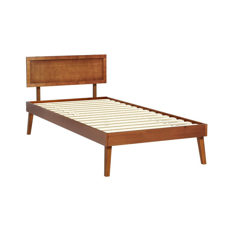 Bed Frame Single Size Wooden Bed Base Walnut SPLAY - Furniture > Bedroom - Rivercity House & Home Co. (ABN 18 642 972 209) - Affordable Modern Furniture Australia