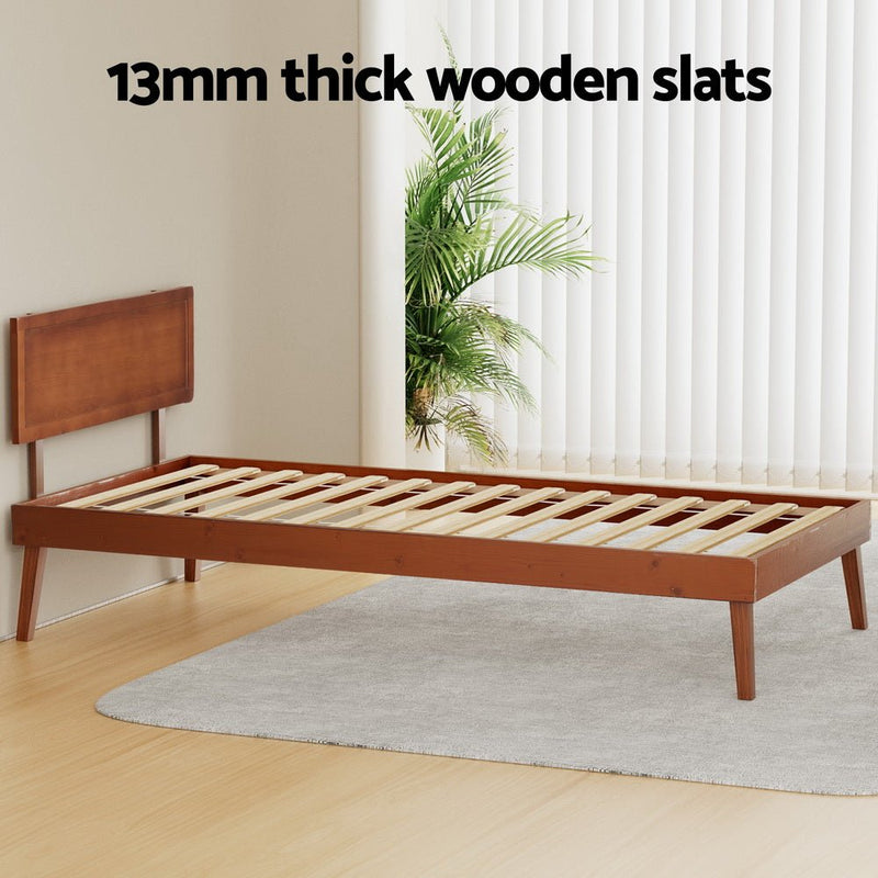 Bed Frame Single Size Wooden Bed Base Walnut SPLAY - Furniture > Bedroom - Rivercity House & Home Co. (ABN 18 642 972 209) - Affordable Modern Furniture Australia