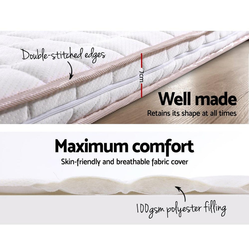 Bedding Foam Mattress Topper Bed Underlay Cover Double 7cm - Furniture > Mattresses - Rivercity House & Home Co. (ABN 18 642 972 209) - Affordable Modern Furniture Australia