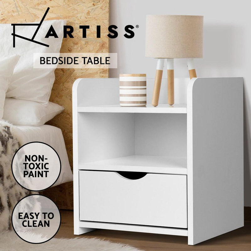 Bedside Table Drawer - White - Rivercity House & Home Co. (ABN 18 642 972 209) - Affordable Modern Furniture Australia