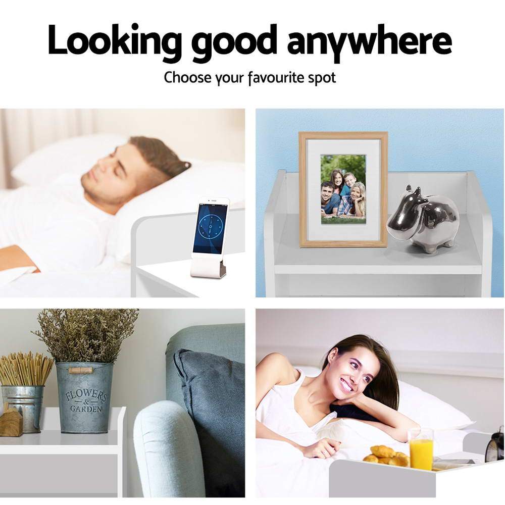 Bedside Table Drawer - White - Rivercity House & Home Co. (ABN 18 642 972 209) - Affordable Modern Furniture Australia