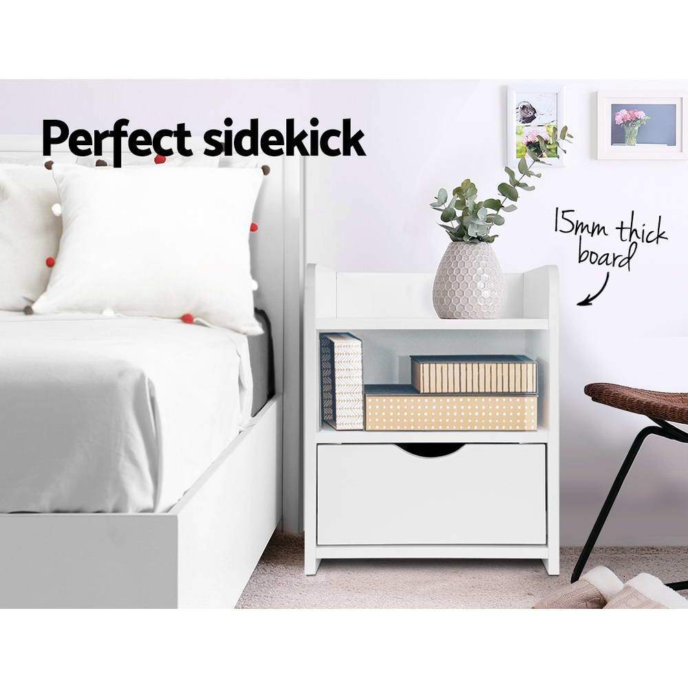 Bedside Table Drawer - White - Rivercity House & Home Co. (ABN 18 642 972 209) - Affordable Modern Furniture Australia