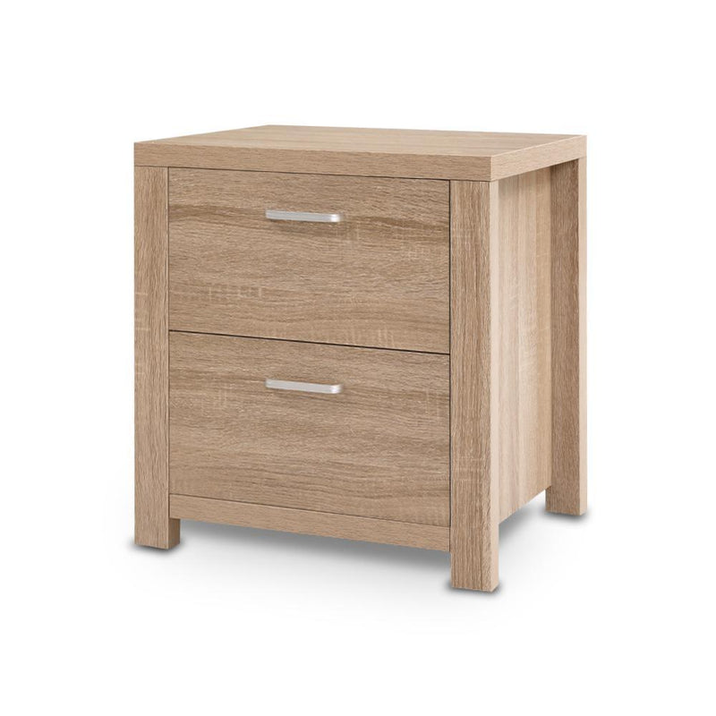 Bedside Table Lamp Side Tables Drawers Nightstand Unit Beige Wood - Rivercity House & Home Co. (ABN 18 642 972 209) - Affordable Modern Furniture Australia