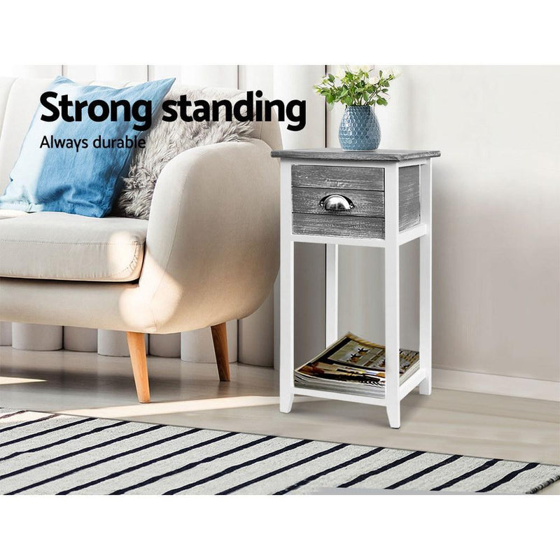 Bedside Table Nightstand Drawer Storage Cabinet Lamp Side Shelf Unit Grey - Rivercity House & Home Co. (ABN 18 642 972 209) - Affordable Modern Furniture Australia