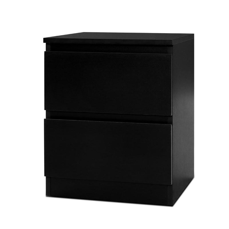 Bedside Table with 2 Drawers Black - Furniture > Bedroom - Rivercity House & Home Co. (ABN 18 642 972 209) - Affordable Modern Furniture Australia