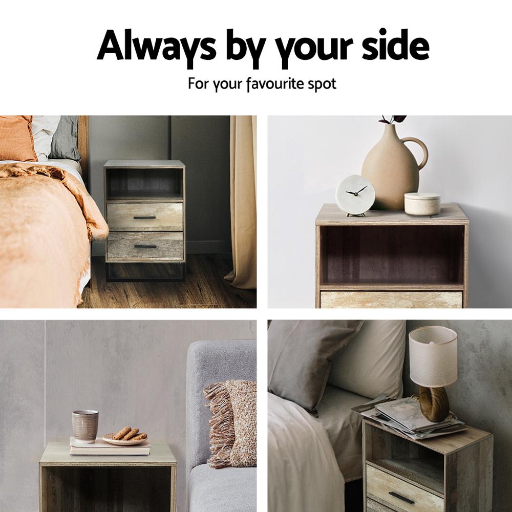 Bedside Table Wood Effect - Rivercity House & Home Co. (ABN 18 642 972 209) - Affordable Modern Furniture Australia