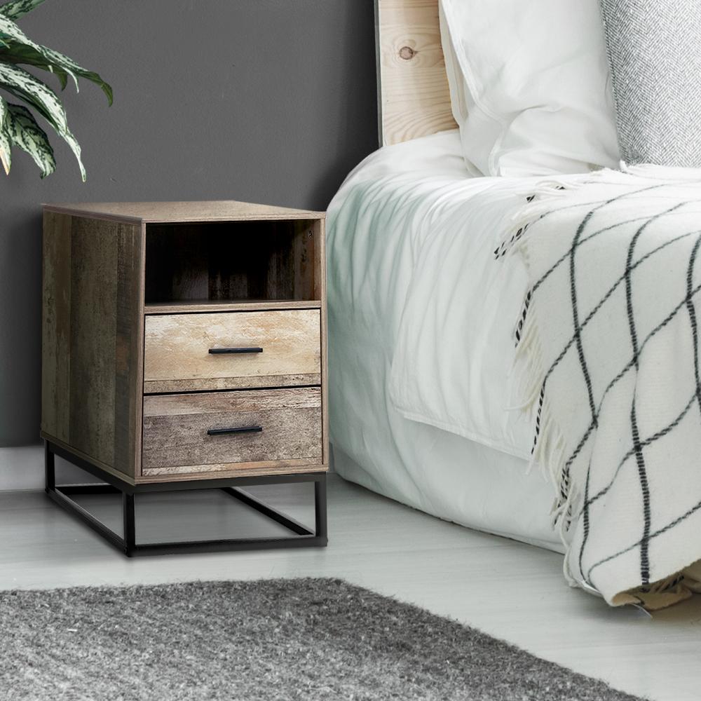 Bedside Table Wood Effect - Rivercity House & Home Co. (ABN 18 642 972 209) - Affordable Modern Furniture Australia