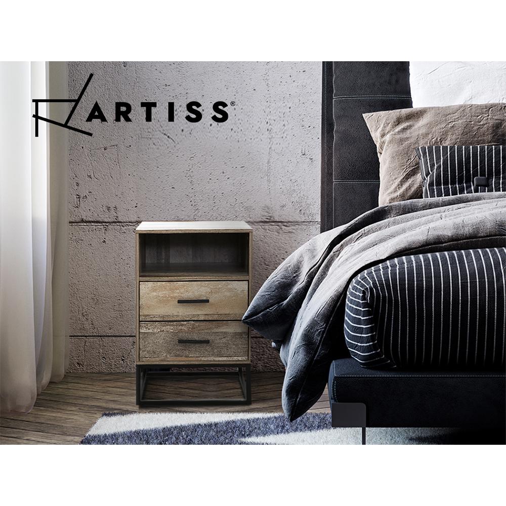 Bedside Table Wood Effect - Rivercity House & Home Co. (ABN 18 642 972 209) - Affordable Modern Furniture Australia