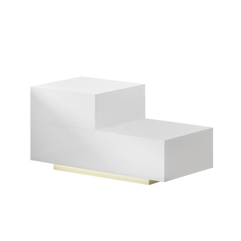 Bedside Tables 2 Drawers Side Table RGB LED High Gloss Nightstand White - Rivercity House & Home Co. (ABN 18 642 972 209) - Affordable Modern Furniture Australia