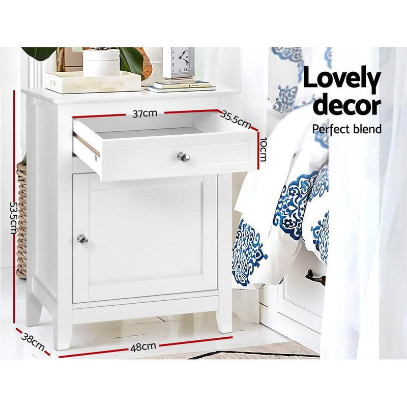 Bedside Tables Big Storage Drawers Cabinet Nightstand Lamp Chest White - Rivercity House & Home Co. (ABN 18 642 972 209) - Affordable Modern Furniture Australia