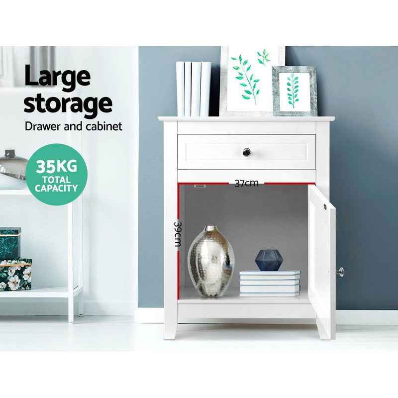 Bedside Tables Big Storage Drawers Cabinet Nightstand Lamp Chest White - Rivercity House & Home Co. (ABN 18 642 972 209) - Affordable Modern Furniture Australia
