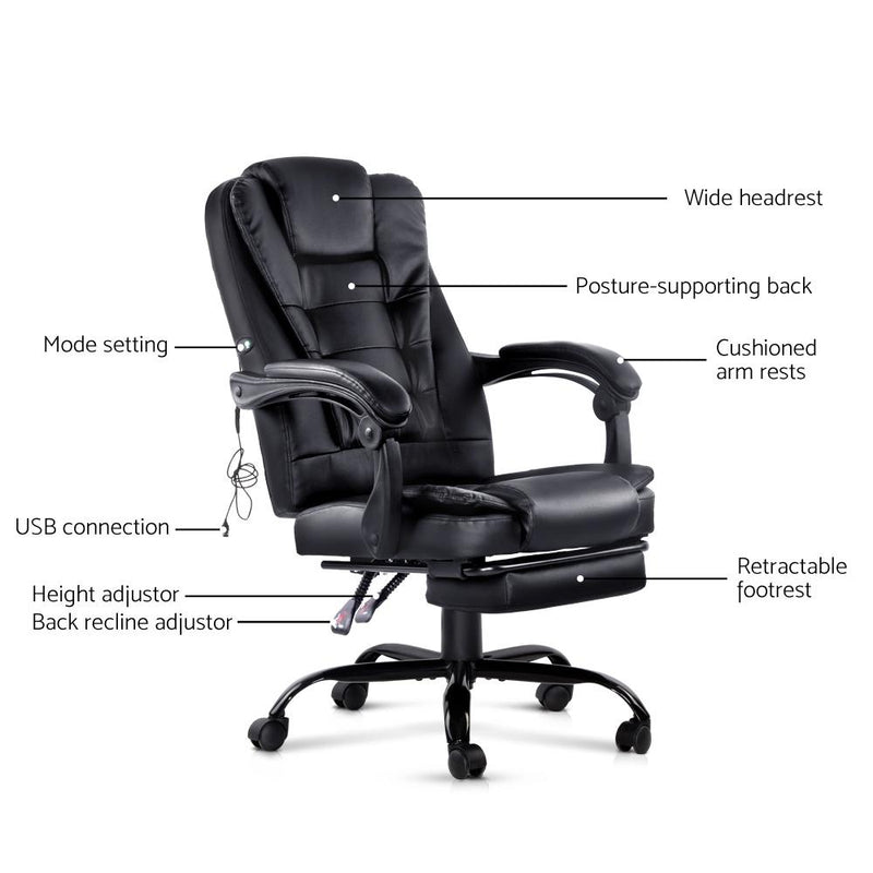 Bradley Massage Office Chair (Black) - Rivercity House & Home Co. (ABN 18 642 972 209) - Affordable Modern Furniture Australia