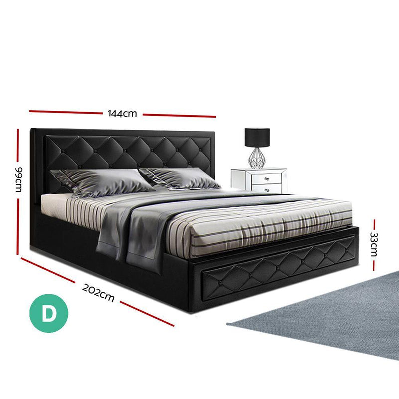 Bronte Storage Double Bed Frame Black - Rivercity House & Home Co. (ABN 18 642 972 209) - Affordable Modern Furniture Australia