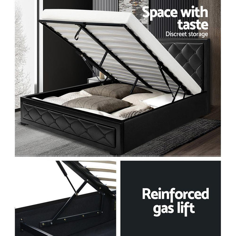 Bronte Storage Double Bed Frame Black - Rivercity House & Home Co. (ABN 18 642 972 209) - Affordable Modern Furniture Australia