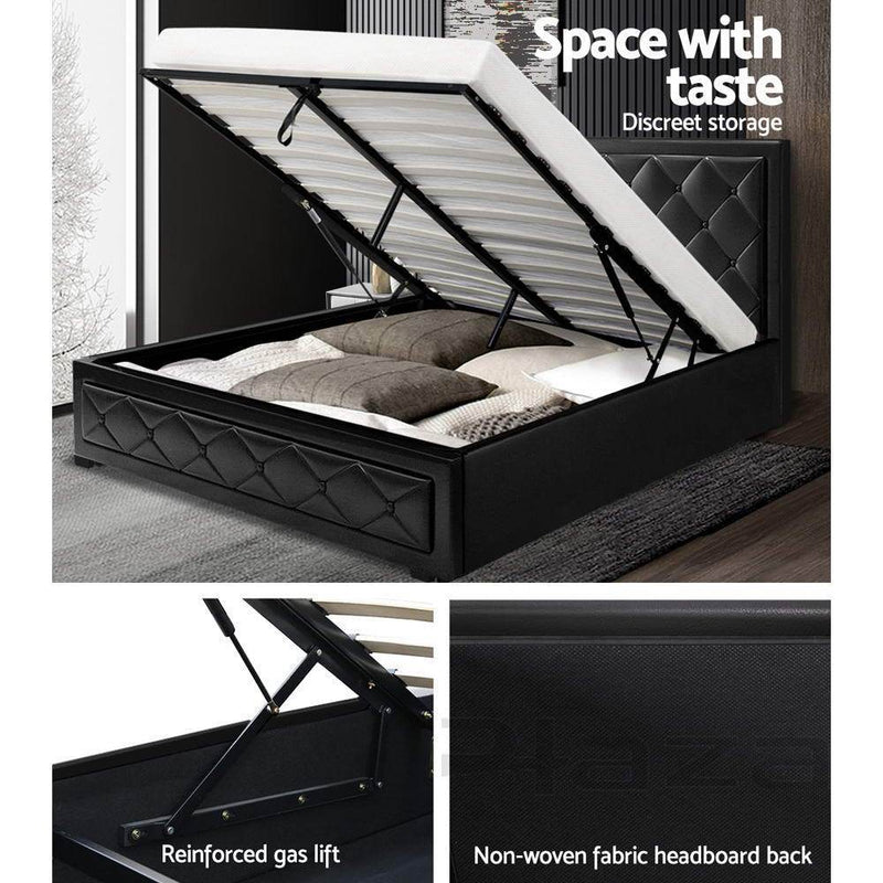 Bronte Storage Queen Bed Frame Black - Rivercity House & Home Co. (ABN 18 642 972 209) - Affordable Modern Furniture Australia