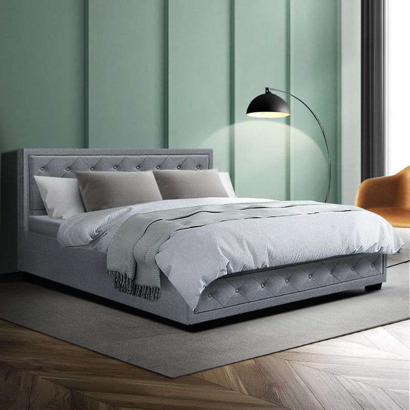 Bronte Storage Queen Bed Frame Grey - Rivercity House & Home Co. (ABN 18 642 972 209) - Affordable Modern Furniture Australia