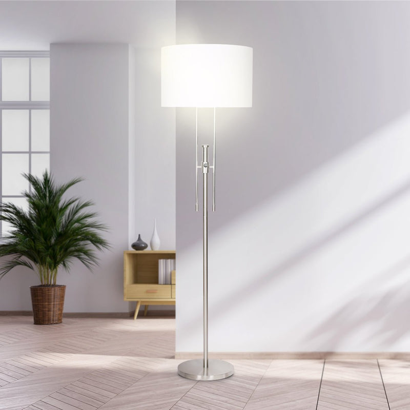 Brushed Nickel Height-Adjustable Metal Floor Lamp - Home & Garden > Lighting - Rivercity House & Home Co. (ABN 18 642 972 209) - Affordable Modern Furniture Australia