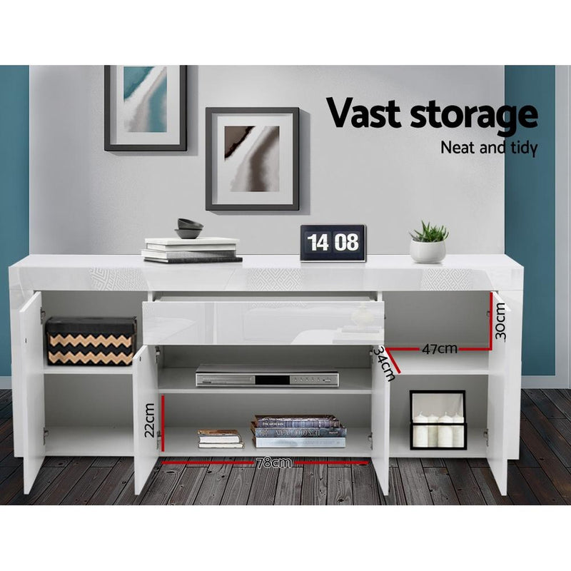 Buffet Sideboard Cabinet High Gloss Storage 4 Doors Cupboard Hall White - Furniture - Rivercity House & Home Co. (ABN 18 642 972 209) - Affordable Modern Furniture Australia