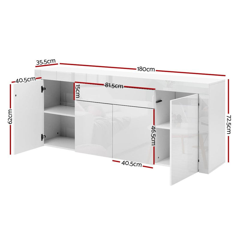 Buffet Sideboard Cabinet High Gloss Storage 4 Doors Cupboard Hall White - Furniture - Rivercity House & Home Co. (ABN 18 642 972 209) - Affordable Modern Furniture Australia