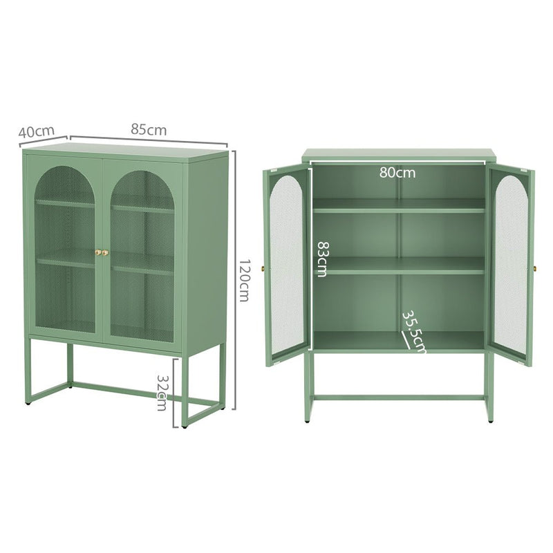 Buffet Sideboard Metal Locker Display Shelves Storage Cabinet Green - Furniture > Living Room - Rivercity House & Home Co. (ABN 18 642 972 209)