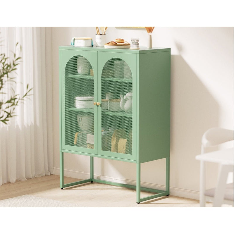 Buffet Sideboard Metal Locker Display Shelves Storage Cabinet Green - Furniture > Living Room - Rivercity House & Home Co. (ABN 18 642 972 209)