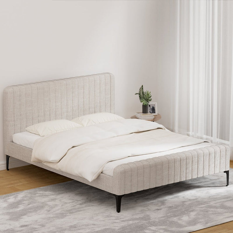 Burleigh Queen Bed Frame Beige - Furniture > Bedroom - Rivercity House & Home Co. (ABN 18 642 972 209) - Affordable Modern Furniture Australia