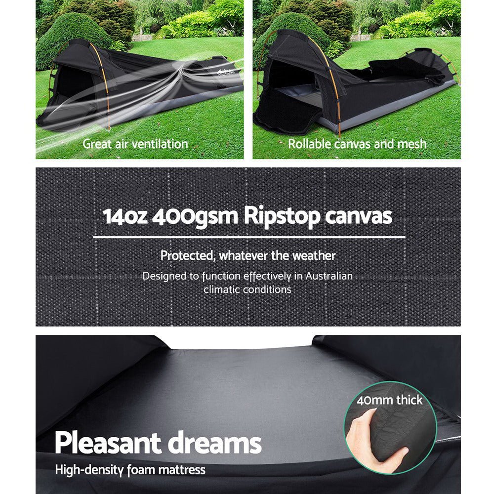 Camping Swags Single Biker Swag Grey Ripstop Canvas - Outdoor > Camping - Rivercity House & Home Co. (ABN 18 642 972 209) - Affordable Modern Furniture Australia