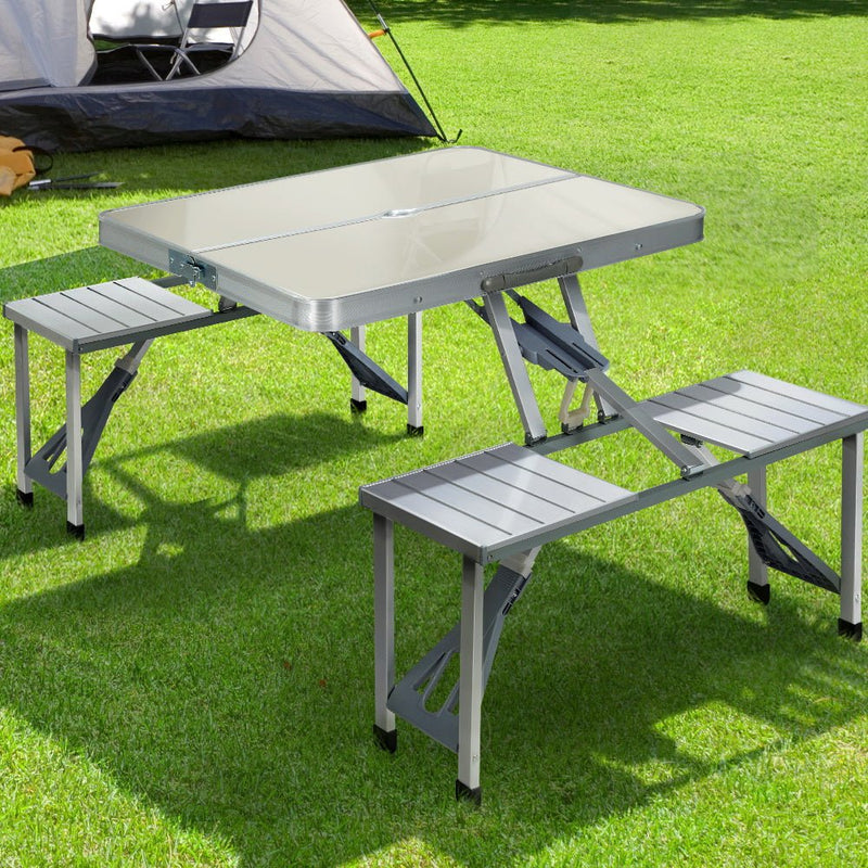 Camping Table with Chairs Folding Outdoor Picnic Beach BBQ 85CM - Outdoor > Camping - Rivercity House & Home Co. (ABN 18 642 972 209) - Affordable Modern Furniture Australia