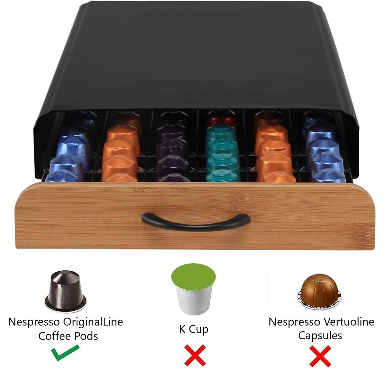 CARLA HOME Coffee Pods Holder Storage Drawer Compatible with 60 Nespresso Pods for Kitchen Storage & Organisation (Natural) - Home & Garden > Storage - Rivercity House & Home Co. (ABN 18 642 972 209) - Affordable Modern Furniture Australia