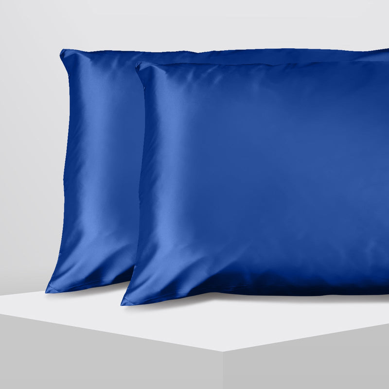 Casa Decor Luxury Satin Pillowcase Twin Pack Size With Gift Box Luxury - Navy Blue - Home & Garden > Bedding - Rivercity House & Home Co. (ABN 18 642 972 209) - Affordable Modern Furniture Australia