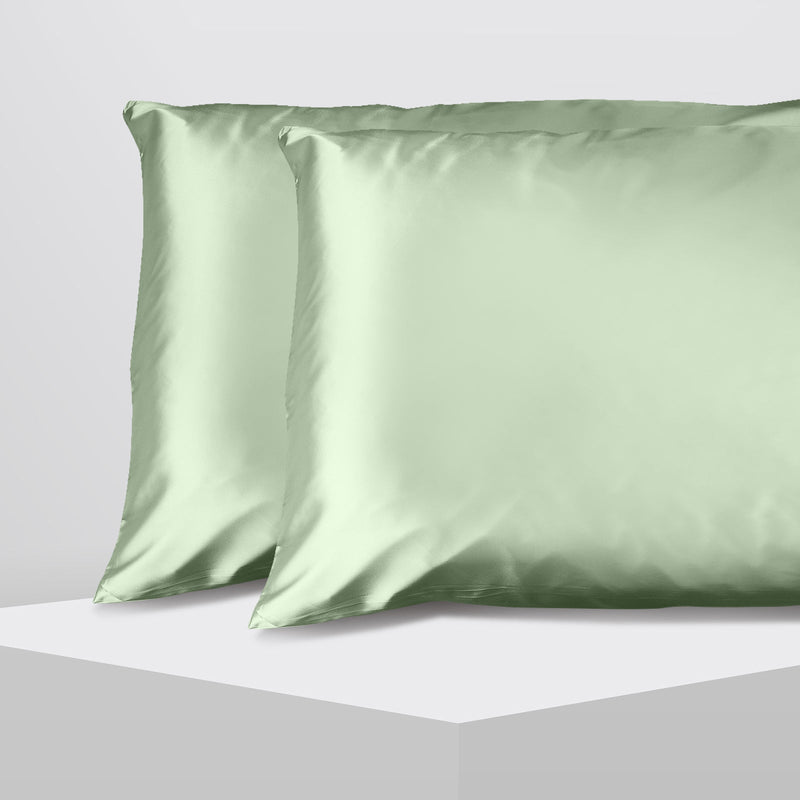 Casa Decor Luxury Satin Pillowcase Twin Pack Size With Gift Box Luxury - Sage Green - Home & Garden > Bedding - Rivercity House & Home Co. (ABN 18 642 972 209) - Affordable Modern Furniture Australia
