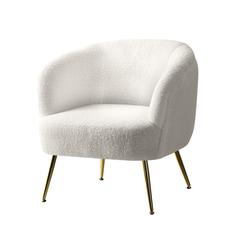 Casey Sherpa Accent Armchair - White - Furniture > Living Room - Rivercity House & Home Co. (ABN 18 642 972 209) - Affordable Modern Furniture Australia