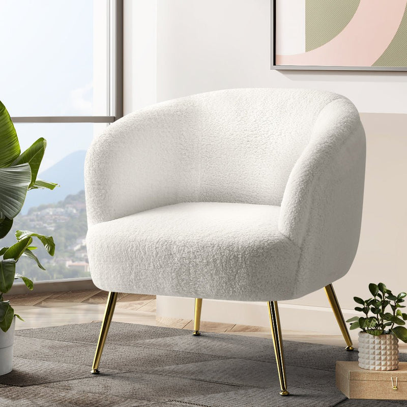 Casey Sherpa Accent Armchair - White - Furniture > Living Room - Rivercity House & Home Co. (ABN 18 642 972 209) - Affordable Modern Furniture Australia