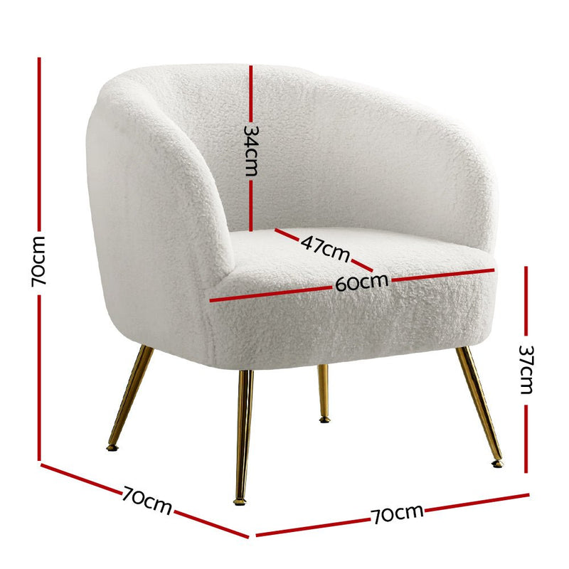 Casey Sherpa Accent Armchair - White - Furniture > Living Room - Rivercity House & Home Co. (ABN 18 642 972 209) - Affordable Modern Furniture Australia